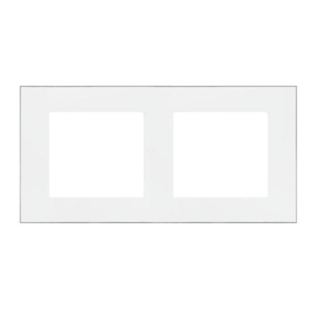 Simon 55 Duo biały/chrom - ramka podwójna TRD2.163/111