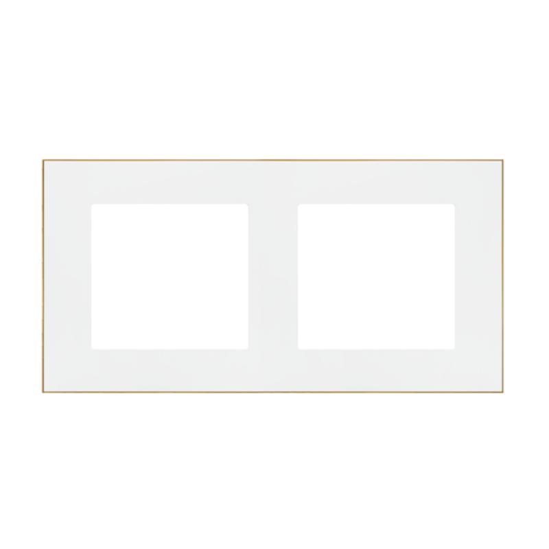 Simon 55 Duo biały/złoty - ramka podwójna TRD2.166/111