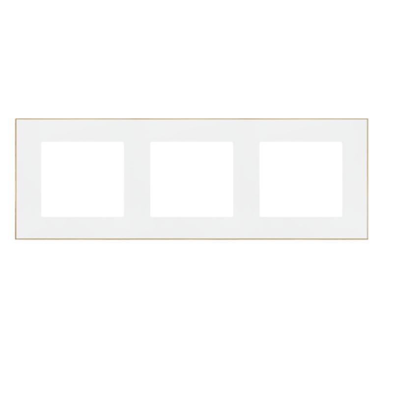 Simon 55 Duo biały/złoty - ramka potrójna TRD3.166/111