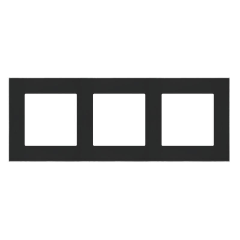 Simon 55 Duo czarny/chrom - ramka potrójna TRD3.163/149