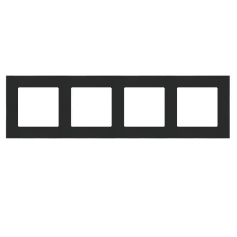 Simon 55 Duo czarny/chrom - ramka poczwórna TRD4.163/149