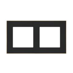 Simon 55 Duo czarny/złoty - ramka podwójna TRD2.166/149