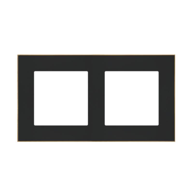 Simon 55 Duo czarny/złoty - ramka podwójna TRD2.166/149