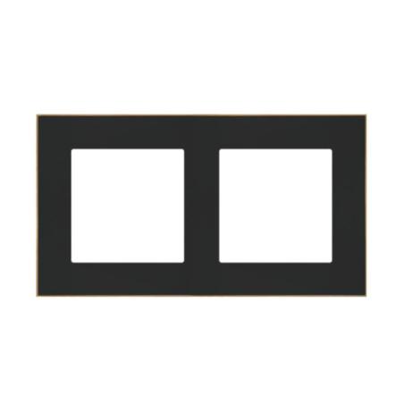 Simon 55 Duo czarny/złoty - ramka podwójna TRD2.166/149
