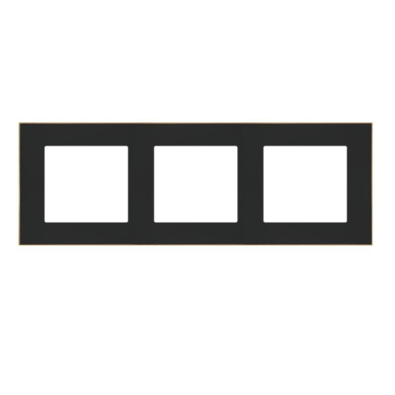 Simon 55 Duo czarny/złoty - ramka potrójna TRD3.166/149