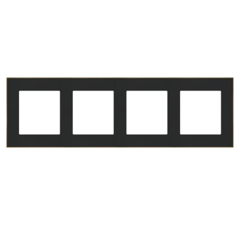 Simon 55 Duo czarny/złoty - ramka poczwórna TRD4.166/149