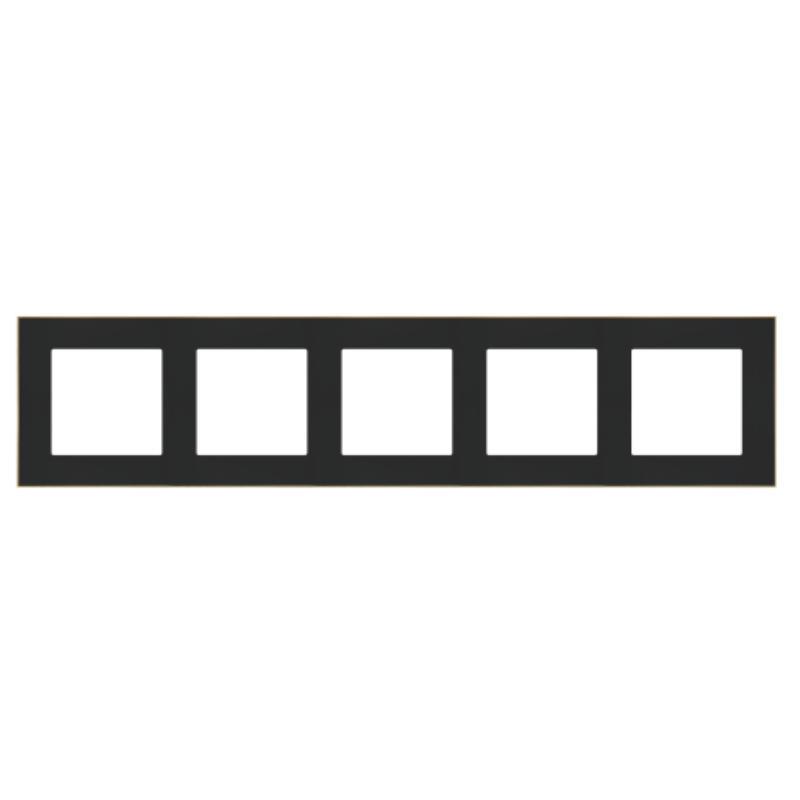 Simon 55 Duo czarny/złoty - ramka pięciokrotna TRD5.166/149