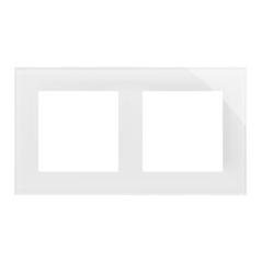 Simon 55 Nature biały/szkło - ramka podwójna TRN2/181