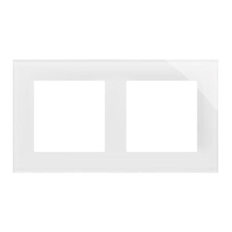 Simon 55 Nature biały/szkło - ramka podwójna TRN2/181