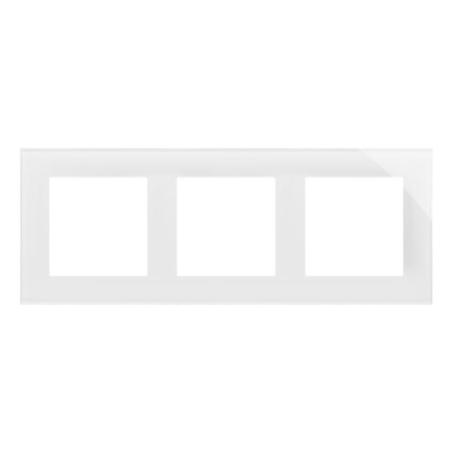 Simon 55 Nature biały/szkło - ramka potrójna TRN3/181