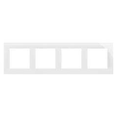 Simon 55 Nature biały/szkło - ramka poczwórna TRN4/181