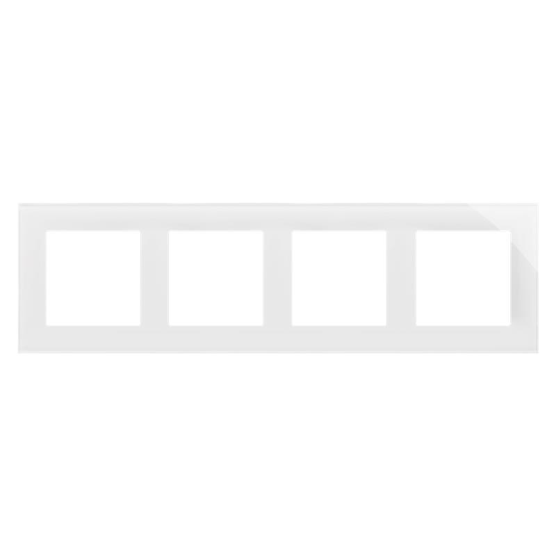 Simon 55 Nature biały/szkło - ramka poczwórna TRN4/181