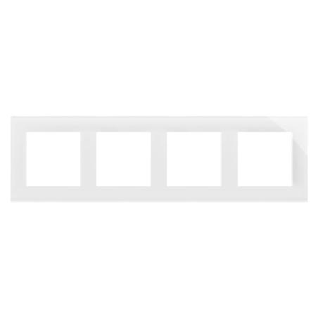 Simon 55 Nature biały/szkło - ramka poczwórna TRN4/181