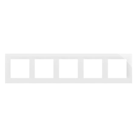 Simon 55 Nature biały/szkło - ramka pięciokrotna TRN5/181