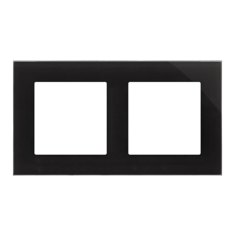 Simon 55 Nature czarny/szkło - ramka podwójna TRN2/182
