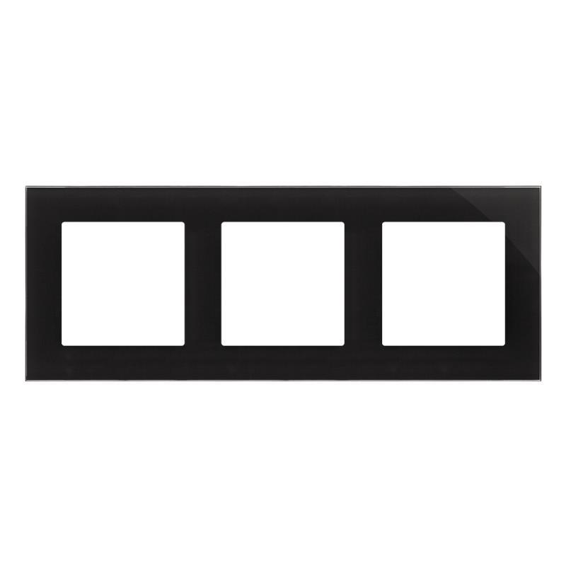 Simon 55 Nature czarny/szkło - ramka potrójna TRN3/182