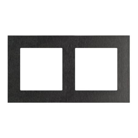 Simon 55 Nature inox czarny - ramka podwójna TRN2/190