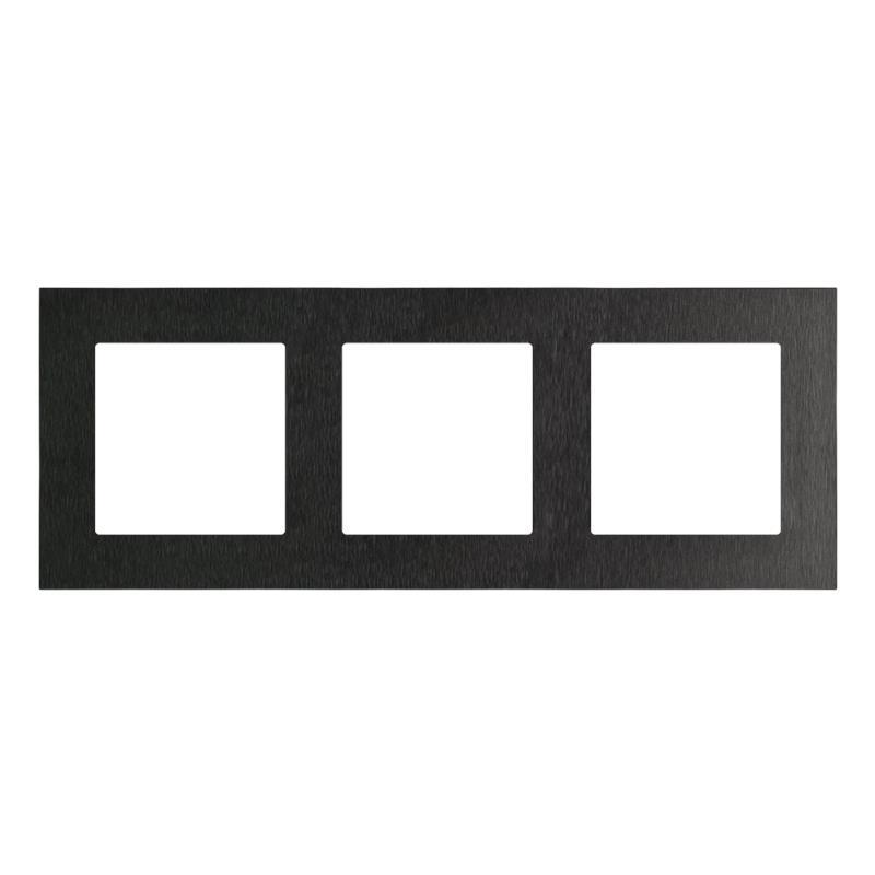 Simon 55 Nature inox czarny - ramka potrójna TRN3/190