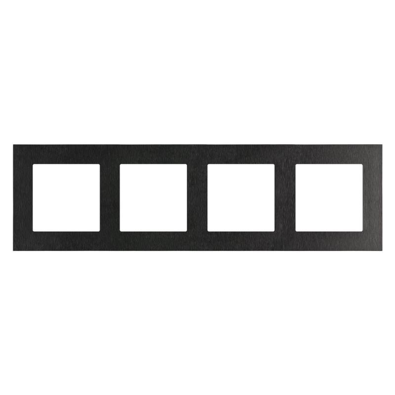 Simon 55 Nature inox czarny - ramka poczwórna TRN4/190