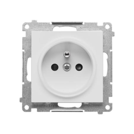 Simon 55 biały - gniazdo z uziemieniem i przesłonami TGZ1CZ.01/111