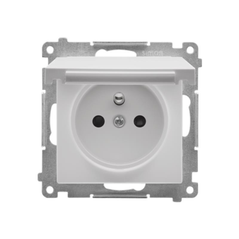 Simon 55 biały - gniazdo z uziemieniem i przesłonami TGZ1BCUZ.01/111