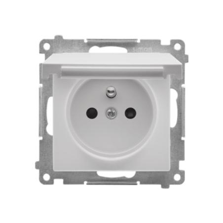 Simon 55 biały - gniazdo z uziemieniem i przesłonami TGZ1BCUZ.01/111