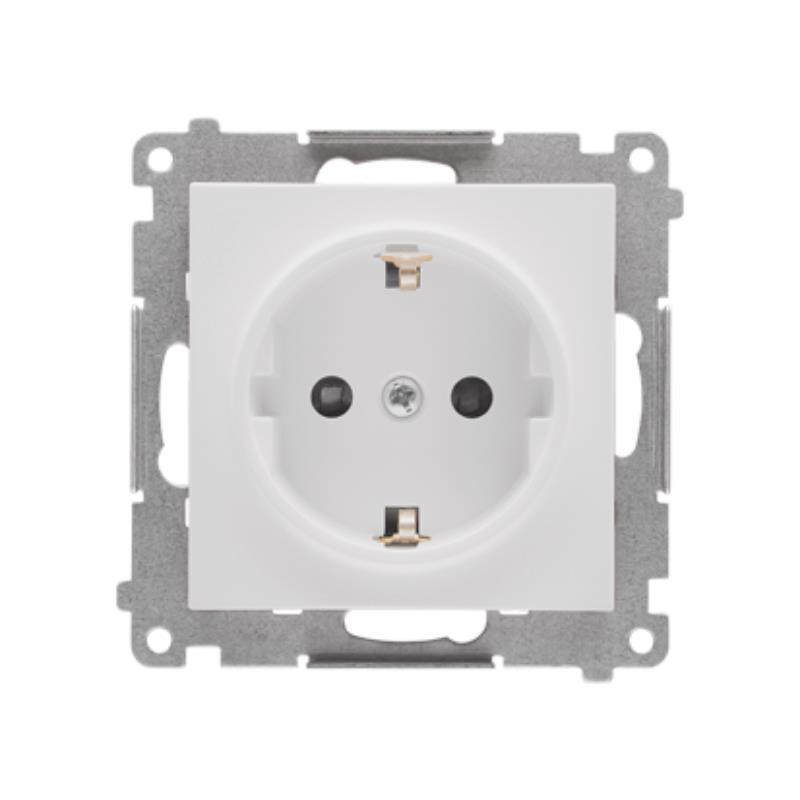 Simon 55 biały - gniazdo schuko z przesłonami TGSZ1CZ.01/111