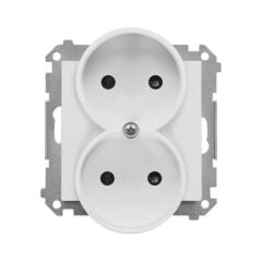 Simon 55 biały - gniazdo podwójne bez uziemienia TG2MCZ.01/111