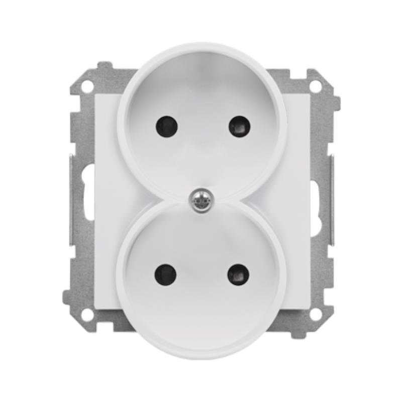 Simon 55 biały - gniazdo podwójne bez uziemienia TG2MCZ.01/111