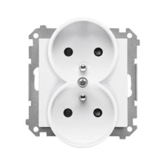 Simon 55 biały - gniazdo podwójne z uziemieniem TGZ2MCZ.01/111