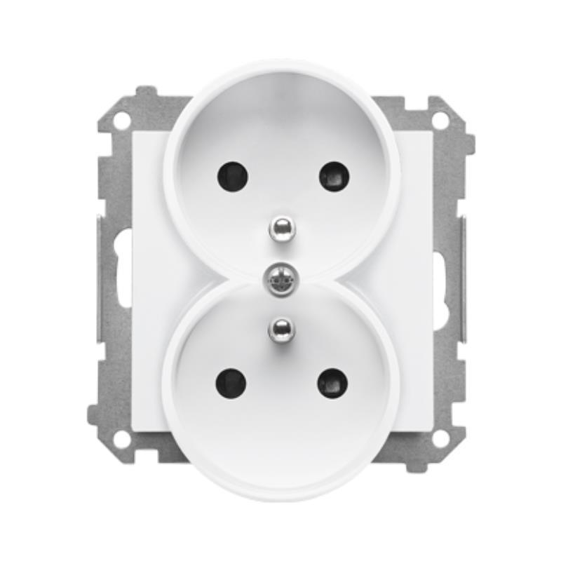 Simon 55 biały - gniazdo podwójne z uziemieniem TGZ2MCZ.01/111