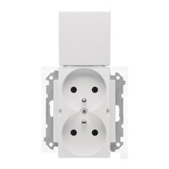 Simon 55 biały - gniazdo podwójne z uziemieniem i uszczelką ramki TGZ2BMCZ.01/111