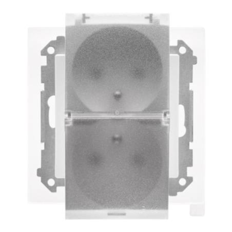 Simon 55 biały - gniazdo podwójne z uziemieniem i uszczelką ramki TGZ2BMCZ.01/111A