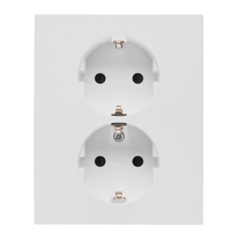 Simon 55 biały - gniazdo schuko podwójne z przesłonami TGSZ2PZFAR/111