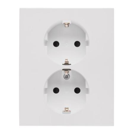Simon 55 biały - gniazdo schuko podwójne z przesłonami TGSZ2PZFAR/111