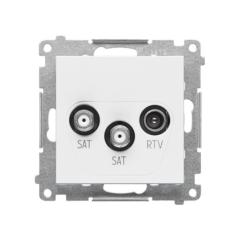 Simon 55 biały - gniazdo antenowe satelitarne podwójne RTV-SAT-SAT TASK2.01/111