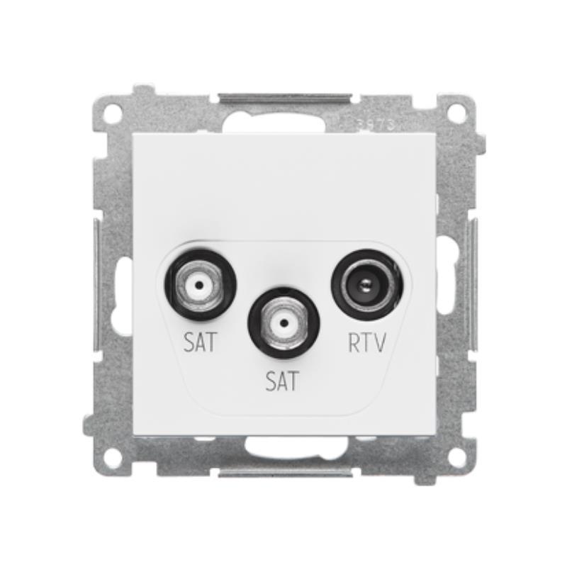 Simon 55 biały - gniazdo antenowe satelitarne podwójne RTV-SAT-SAT TASK2.01/111