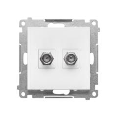 Simon 55 biały - gniazdo antenowe typu F podwójne TASF2.01/111