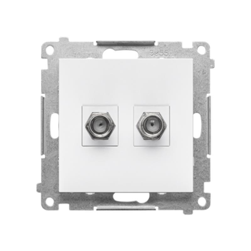 Simon 55 biały - gniazdo antenowe typu F podwójne TASF2.01/111