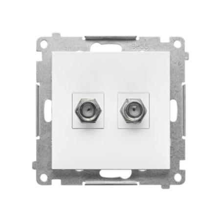 Simon 55 biały - gniazdo antenowe typu F podwójne TASF2.01/111