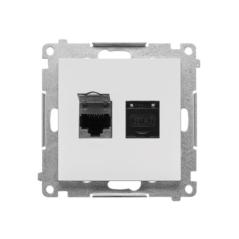 Simon 55 biały - gniazdo komputerowe RJ45 podwójne T62.01/111