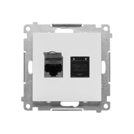 Simon 55 biały - gniazdo komputerowe RJ45 podwójne T62.01/111