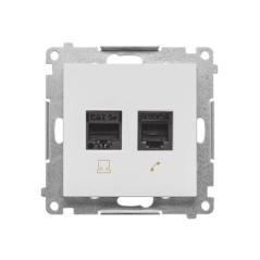 Simon 55 biały - gniazdo komputerowe RJ45 + telefoniczne RJ12 T5F.01/111
