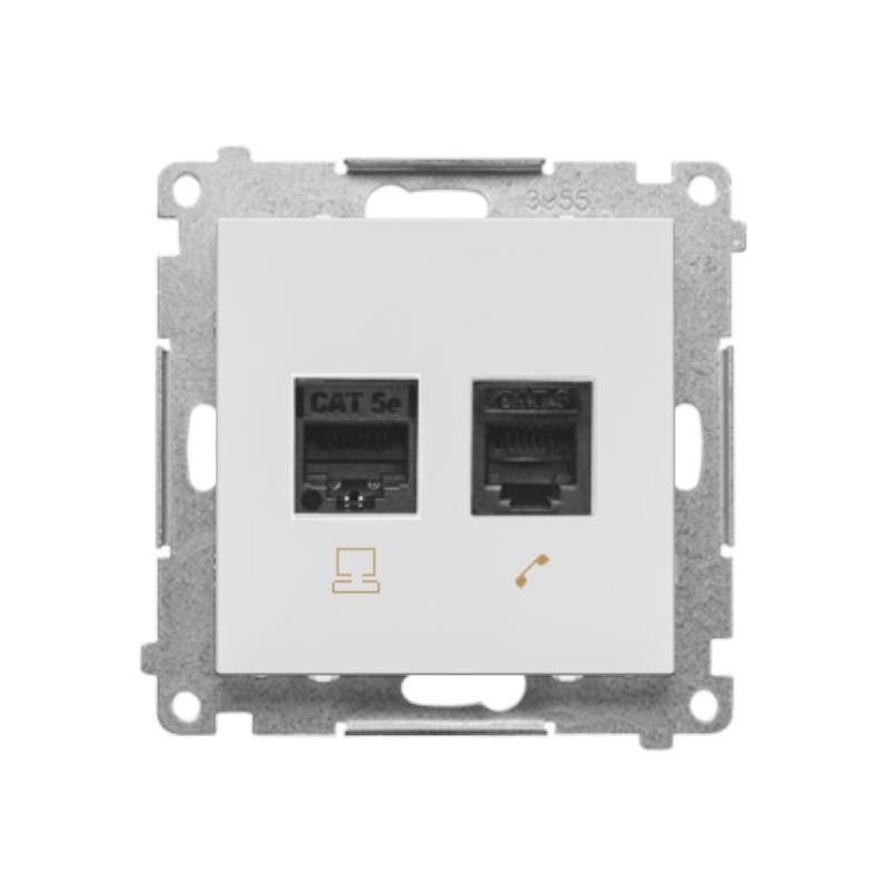 Simon 55 biały - gniazdo komputerowe RJ45 + telefoniczne RJ12 T5F.01/111
