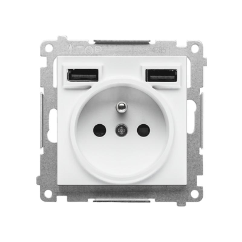 Simon 55 biały - gniazdo z ładowarką USB TGZ1ZUSB2AA.01/111