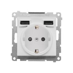 Simon 55 biały - gniazdo schuko z ładowarką USB TGSZ1ZUSB2AA.01/111