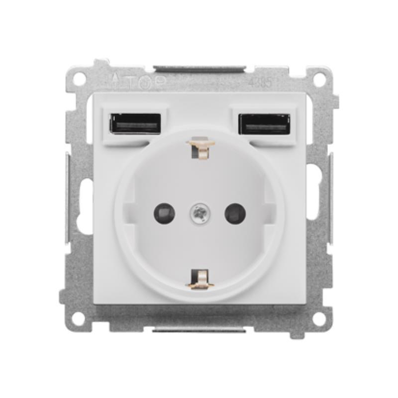 Simon 55 biały - gniazdo schuko z ładowarką USB TGSZ1ZUSB2AA.01/111 Simon 55 biały - gniazdo schuko z ładowarką USB TGSZ1ZUSB2AA.01/111