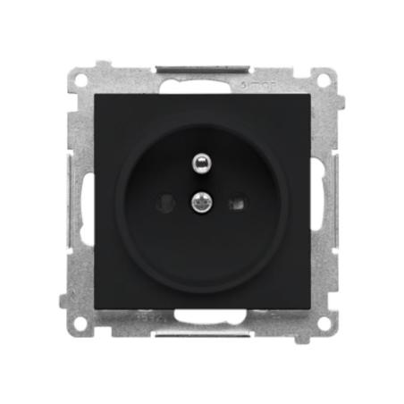 Simon 55 czarny - gniazdo z uziemieniem i przesłonami TGZ1CZ.01/149