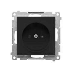 Simon 55 czarny - gniazdo bez uziemienia z przesłonami TG1CZ.01/149