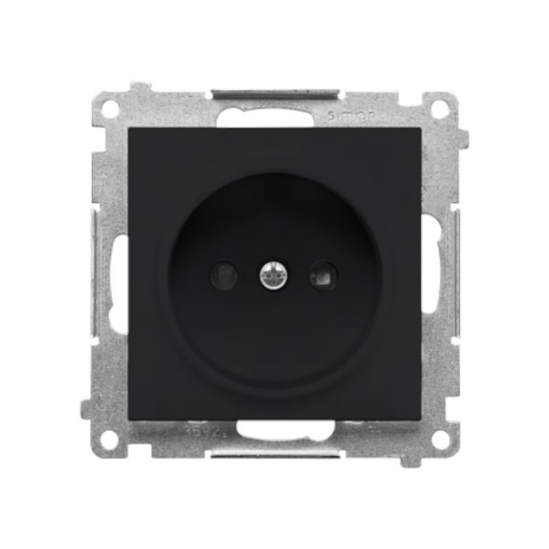 Simon 55 czarny - gniazdo bez uziemienia z przesłonami TG1CZ.01/149